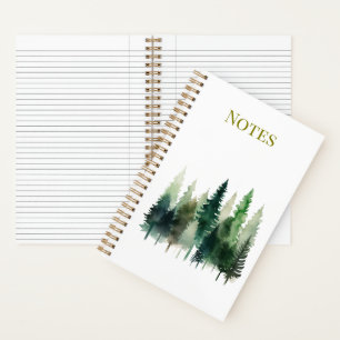 Dennenbomen Aquarel Spiraal Notebook Notitieboek