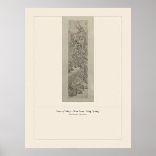 Dennenbomen in dalen - Wen Boren, Ming-dynastie Poster