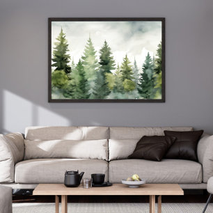 Dennenboom Print Winter Landschap Kunst aan de