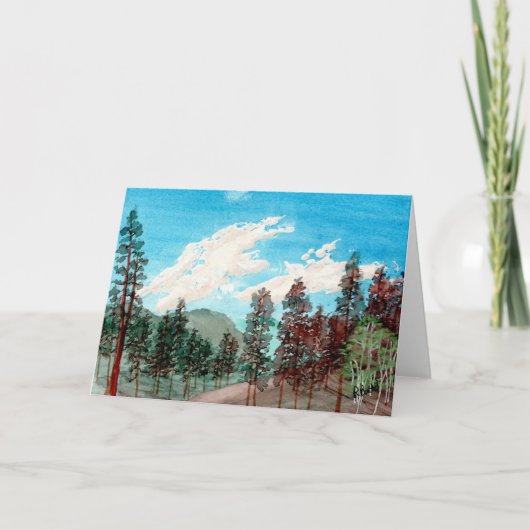 Dennenbos en mooie wolken kaart (Voorkant)