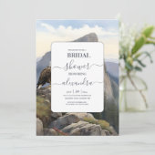 Dennenbos roestige aquarel thema bruiloft kaart (Staand voorkant)