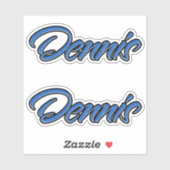 Dennis Nom autocollant Stickerset bleu (Feuille)