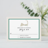 Dennis Port Cape Cod met hart | Bruiloft RSVP Kaartje (Staand voorkant)