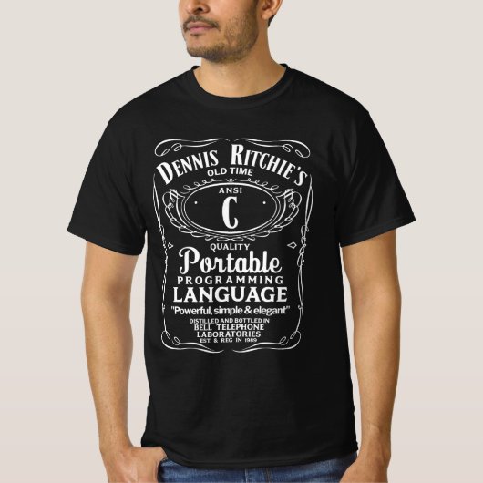 Dennis Ritchie C Programmeertaal "OUDE TIJD" T-shirt (Voorkant)