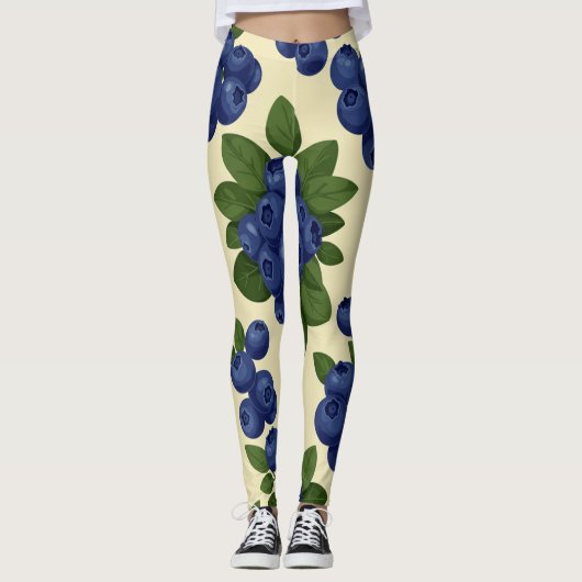 Dense Blueberry Naadloos Patroon Leggings (Voorkant)