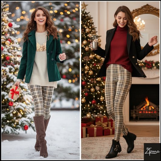 Dense Brown Black Mini Plaid Check Leggings