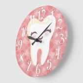 Dent mignonne - horloge murale rose (Angle)