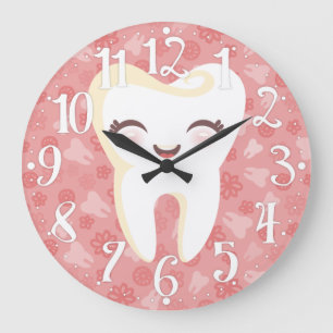 Dent mignonne - horloge murale rose