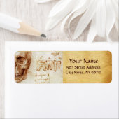 DENTAAL CLINIC, DENTIST MONOGRAM, Antiek perkament Etiket (Insitu)