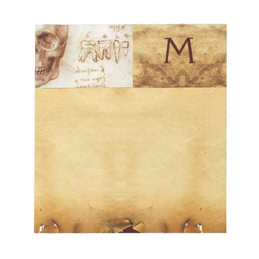 DENTAAL CLINIC, DENTIST MONOGRAM, Antiek perkament Notitieblok (Voorkant)