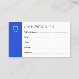 Dental Appointment Cards Dentist Office Blue Afsprakenkaartje