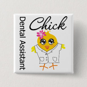 Dental Assistant Chick Vierkante Button 5,1 Cm