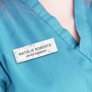 Dental Assistant Modern White Marble Dentist Naamplaatje