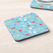 Dental Blue Pattern Bier Onderzetter (Linkerzijde)