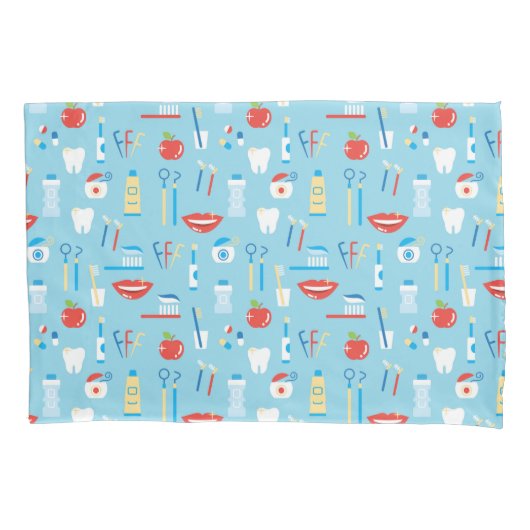 Dental Blue Pattern Kussensloop (Voorkant-Links)