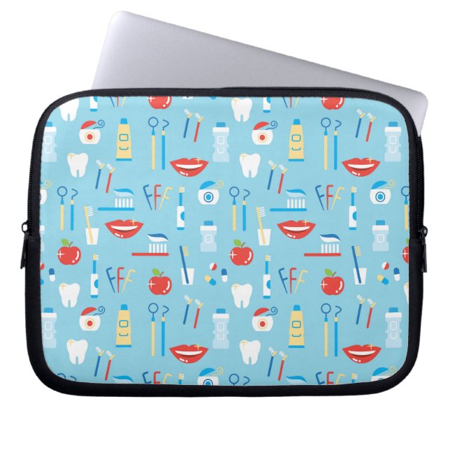 Dental Blue Pattern Laptop Sleeve (Voorkant)
