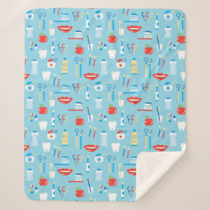 Dental Blue Pattern Sherpa Deken