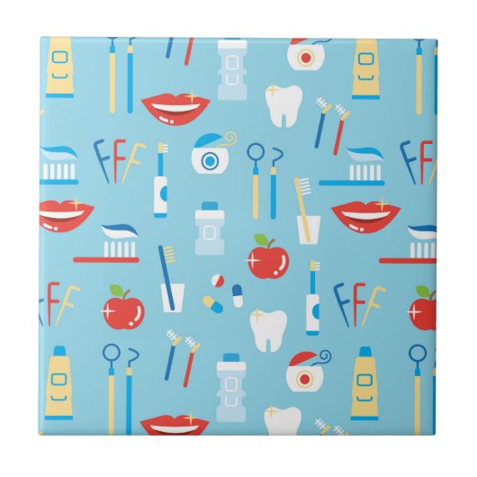 Dental Blue Pattern Tegeltje (Voorkant)