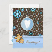 Dental Christmas Briefkaart Gingerbread Blue (Voorkant / Achterkant)