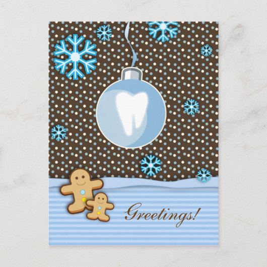 Dental Christmas Briefkaart Gingerbread Blue (Voorkant)