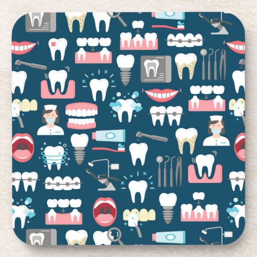 Dental Clinic Kantoor Pattern Bier Onderzetter (Voorkant)