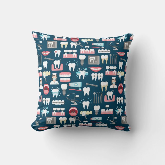 Dental Clinic Kantoor Pattern Kussen (Voorkant)