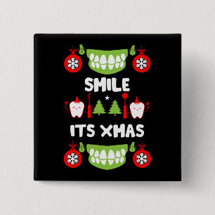 Dental Doctor Xmas Vierkante Button 5,1 Cm