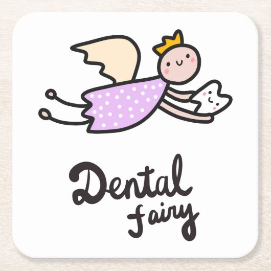 Dental Fairy Vierkante Kartonnen Onderzetter (Voorkant)