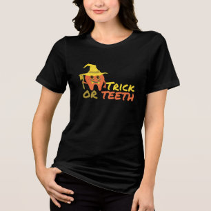 Dental Halloween Trick of Teeth Funny Dentist Tri-Blend Shirt