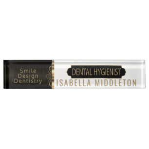 Dental 🦷 Hygienist Black, White & Gold Naambordje