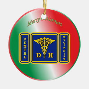 Dental Hygienist Caduceus Shield Custom Keramisch Ornament
