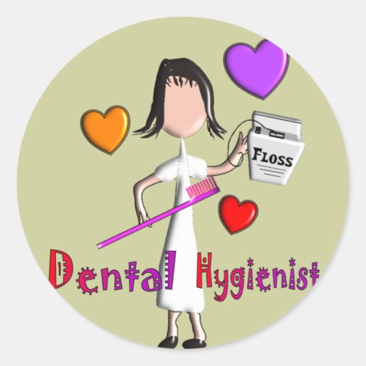 Dental Hygienist geeft Schattig hartenontwerp Ronde Sticker (Voorkant)