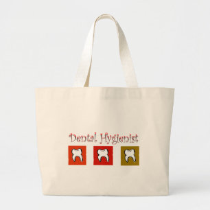 Dental Hygienist Gifts, 3 Teth Design Grote Tote Bag