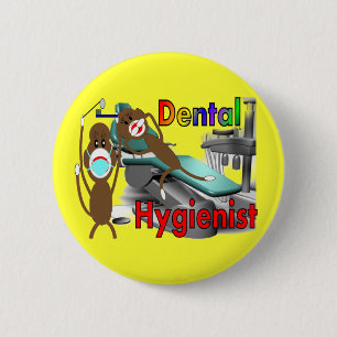 Dental Hygienist Sock Monkey-cadeautjes Ronde Button 5,7 Cm