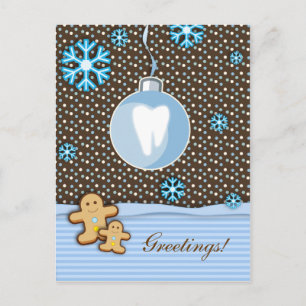Dental kerstBriefkaart Gingerbrood Blauw Feestdagenkaart