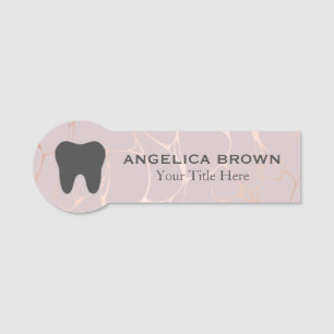 Dental - Roos Gold Marble - Label voor aangepaste Naamplaatje