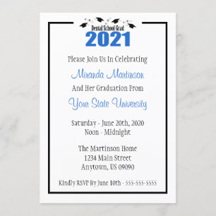 Dental School 2021 Afstuderen Uitnodigen (Blue Pet Kaart