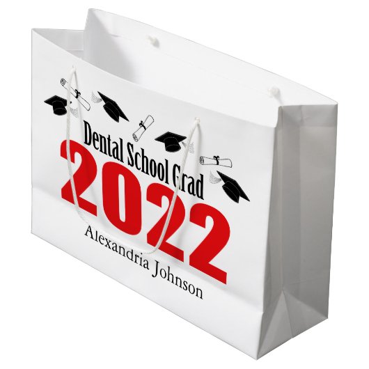 Dental School Afstudeerder 2022 Afstuderen Gift Ba Groot Cadeauzakje (Voorkant Gekanteld)