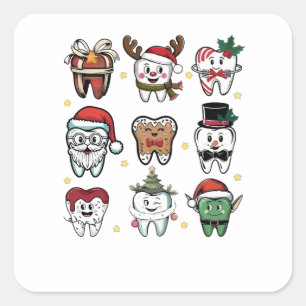 Dental Squad Tandarts Kerstvakantie Kerstmis Vierkante Sticker