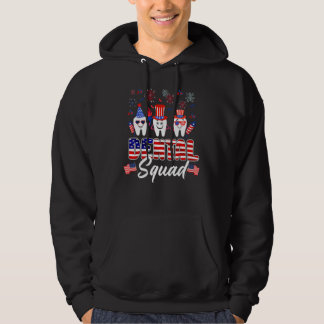 Dental Squad Tooth American Flag 4th Of July  Dent Hoodie