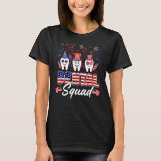 Dental Squad Tooth American Flag 4th Of July  Dent T-shirt