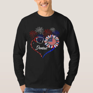 Dental Stethoscope Fireworks Sunflower America Fla T-shirt