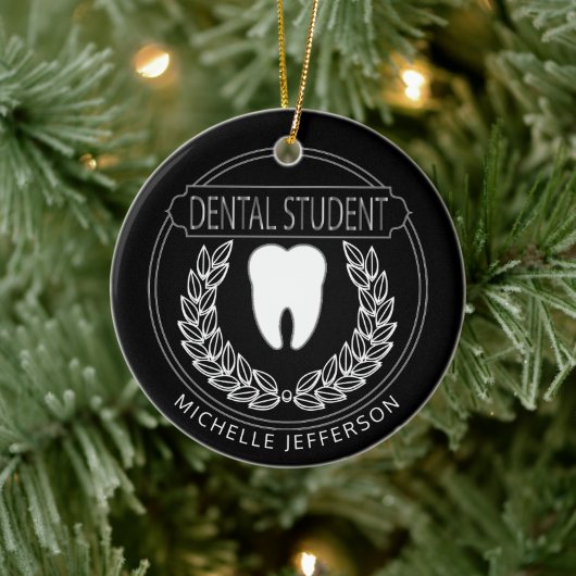 Dental 🦷 Student - Black, White and Silver Keramisch Ornament (Boom)