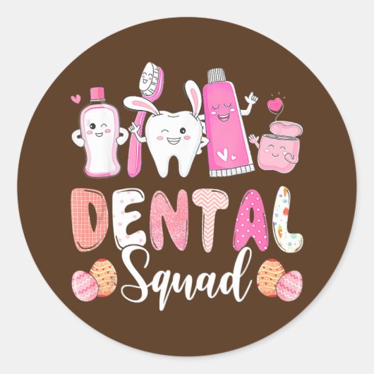 Dentale Tooth Bunny Easter Love Dentist Ronde Sticker (Voorkant)