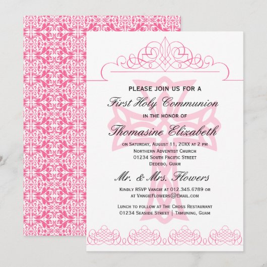 Dentelez les invitations croisées de la première (Devant / Derrière)