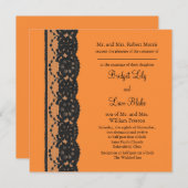 Dentelle 2 Faire-part de mariage (orange) (Devant / Derrière)
