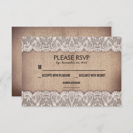 dentelle antique et robinet rustique mariage carte (Devant / Derrière)