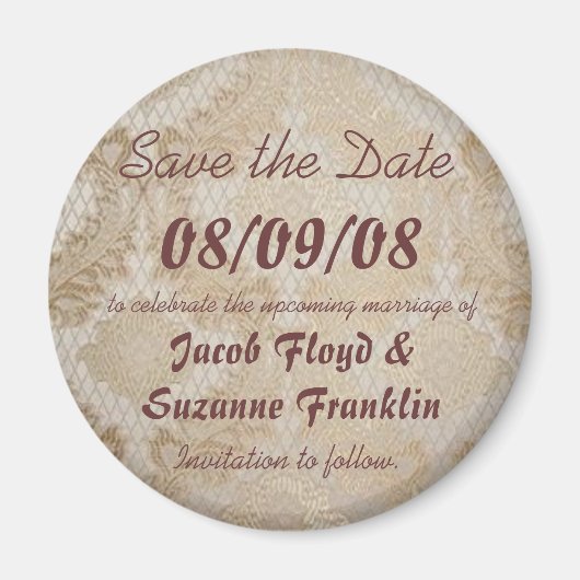 Dentelle antique - Magnet Réservez la date (Devant)