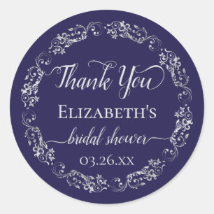 Dentelle argentée sur des autocollants de remercie