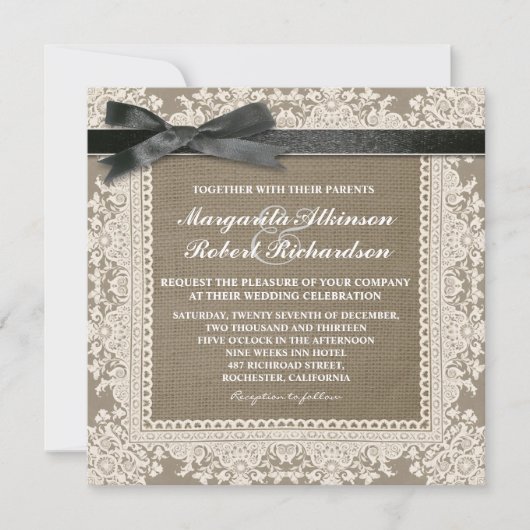 Dentelle blanche arc noir & burap invitations de m (Devant)